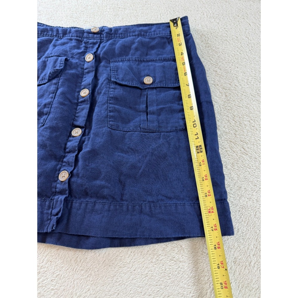 Nicole Miller Linen Skirt Womens L Navy Blue Built-in Shorts Button Front Pocket - Picture 8 of 8
